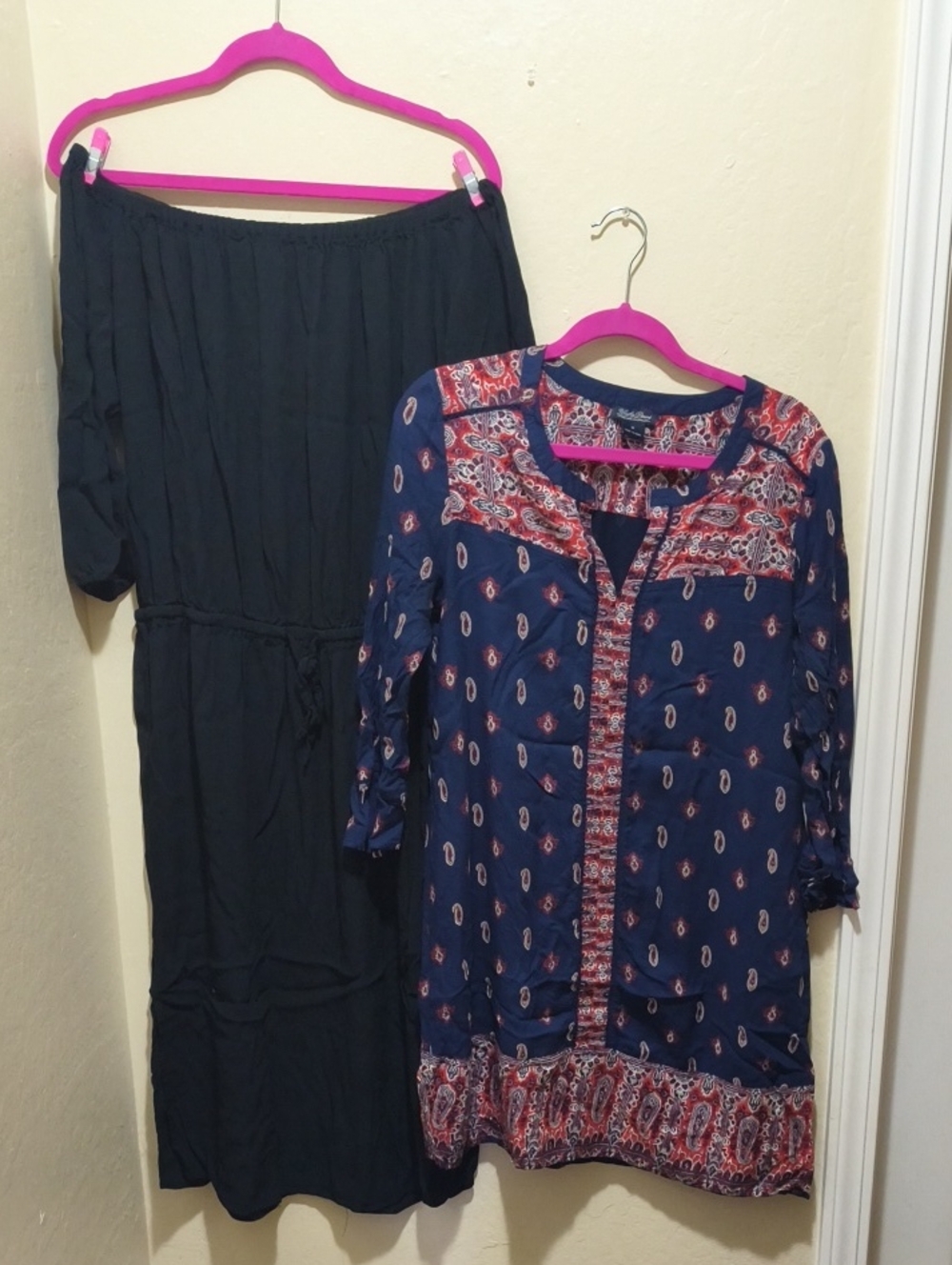 Navy Paisley Print Tunic with Black Midi Dress Bundle